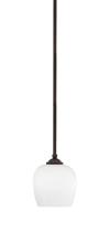 Toltec Company 560-DG-4811 - Zilo Stem Hung Mini Pendant, Dark Granite Finish, 6" White Marble Glass