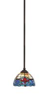 Toltec Company 560-DG-9355 - Zilo Stem Hung Mini Pendant, Dark Granite Finish, 7" Sierra Art Glass