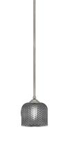 Toltec Company 560-GP-4612 - Zilo Stem Mini Pendant, Graphite Finish, 6" Smoke Textured Glass