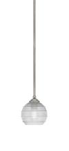 Toltec Company 560-GP-5110 - Zilo Stem Mini Pendant, Graphite Finish, 6" Clear Ribbed Glass