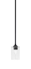 Toltec Company 560-MB-300 - Zilo Stem Mini Pendant, Matte Black Finish, 4" Clear Bubble Glass