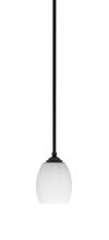 Toltec Company 560-MB-615 - Zilo Stem Mini Pendant, Matte Black Finish, 5" White Linen Glass