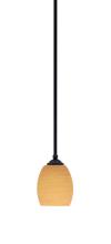 Toltec Company 560-MB-625 - Zilo Stem Mini Pendant, Matte Black Finish, 5" Cayenne Linen Glass