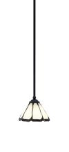 Toltec Company 560-MB-9125 - Zilo Stem Mini Pendant, Matte Black Finish, 7" Pearl & Black Flair Art Glass