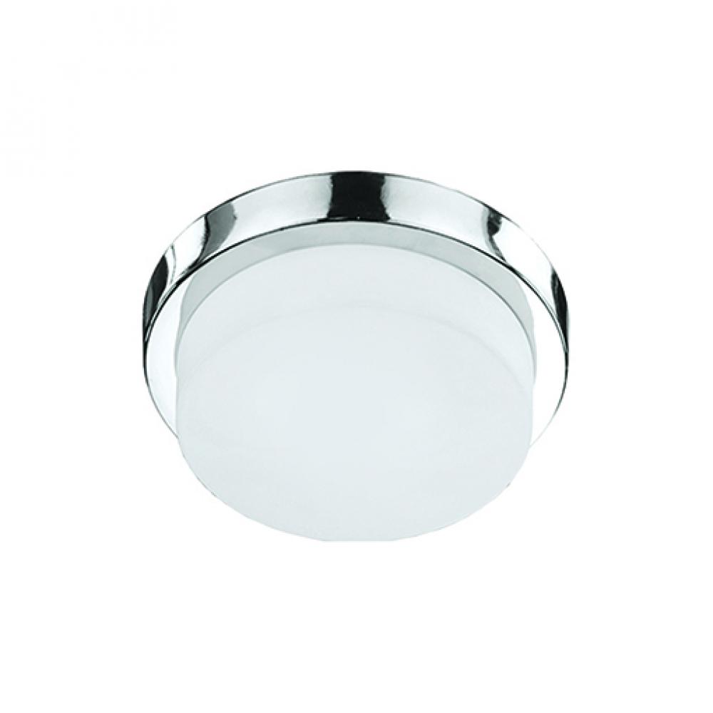 Single LED Round Flush Mount Ceiling Fixture with White Opal Glass