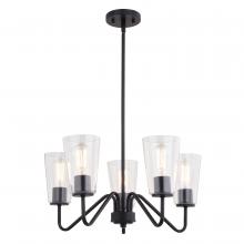  H0284 - Beverly 23-in 5 Light Chandelier Matte Black