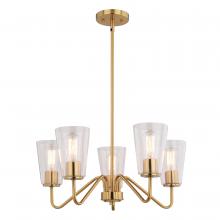  H0286 - Beverly 23-in 5 Light Chandelier Muted Brass