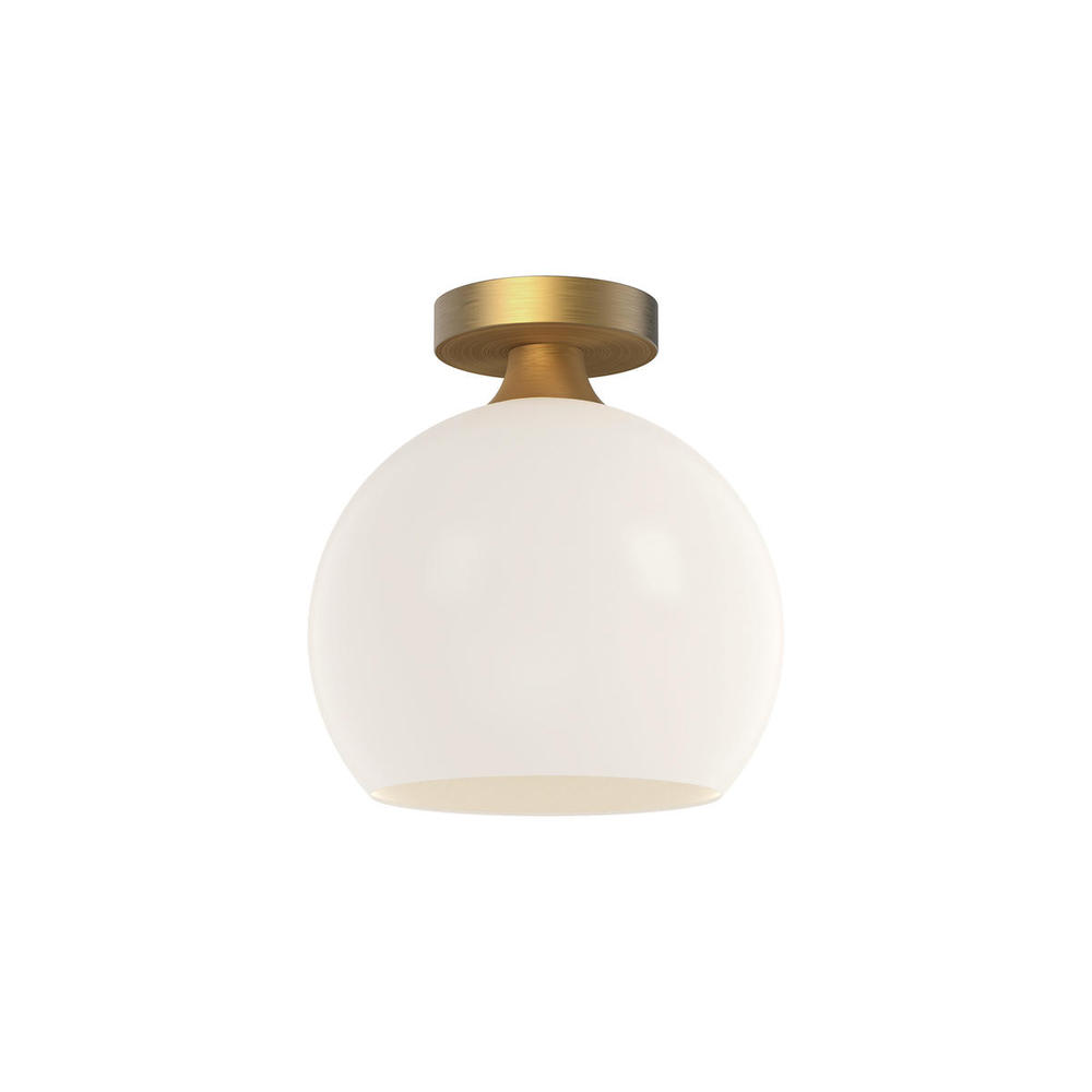 Castilla 10-in Aged Gold/Opal Matte Glass 1 Light Flush Mount