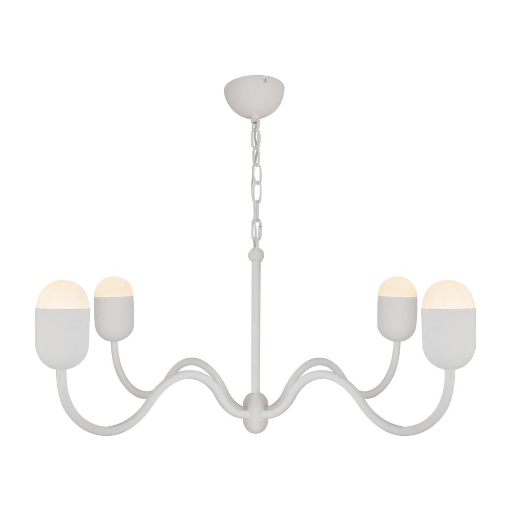 Effie 39-in Antique White/Opal Glass Socket Chandelier