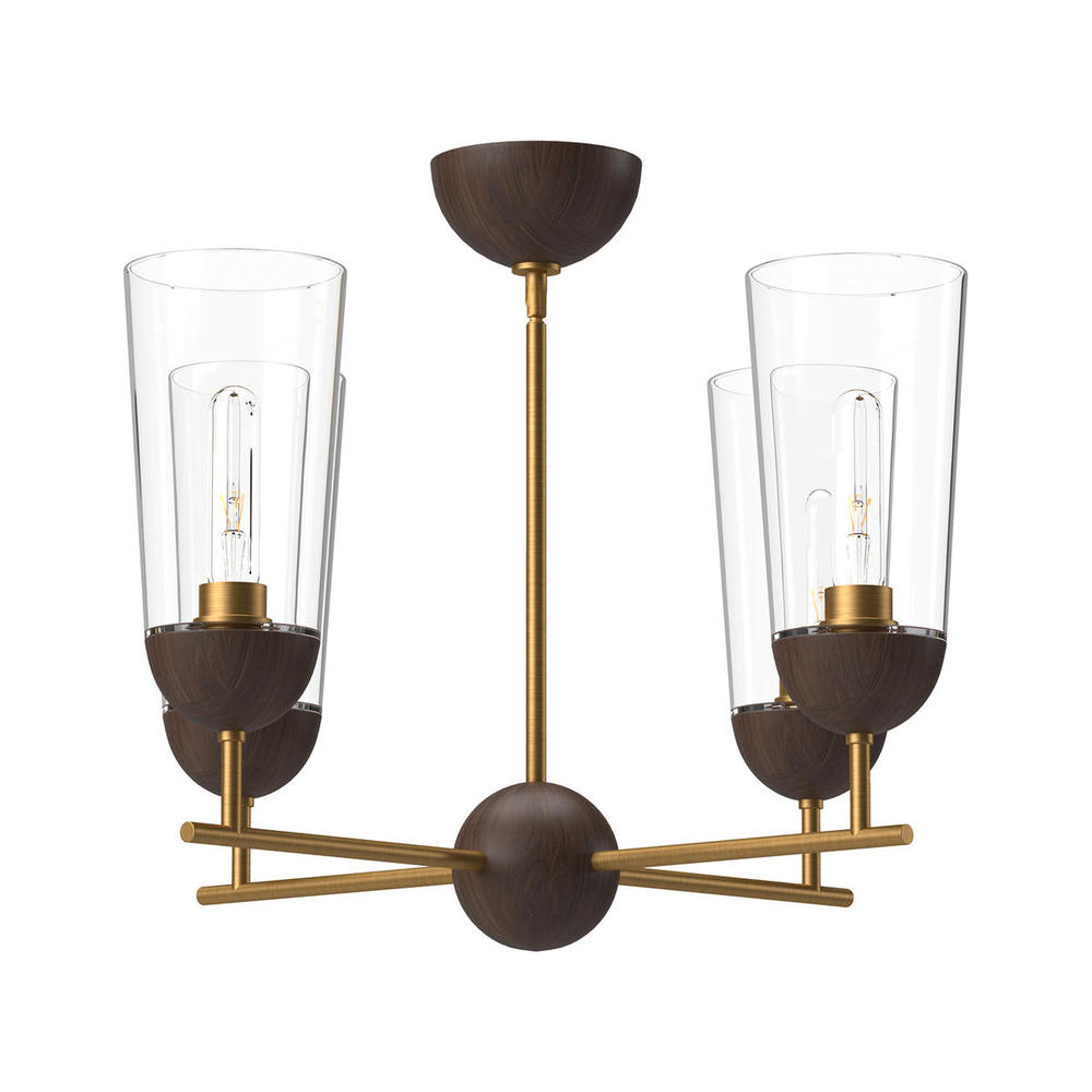 Emil 25-in Aged Gold/Walnut 4 Lights Chandeliers