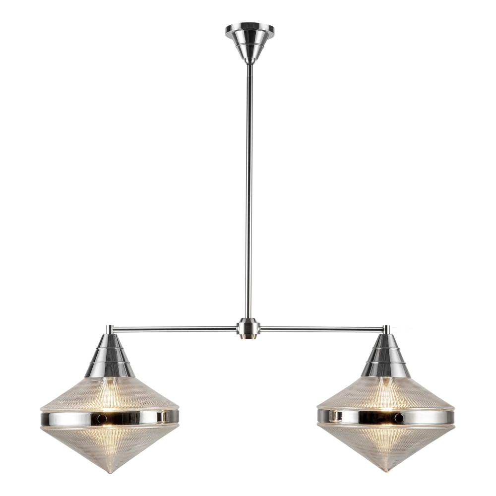 Willard 41-in Polished Nickel/Prismatic Glass 2 Lights Linear Pendant