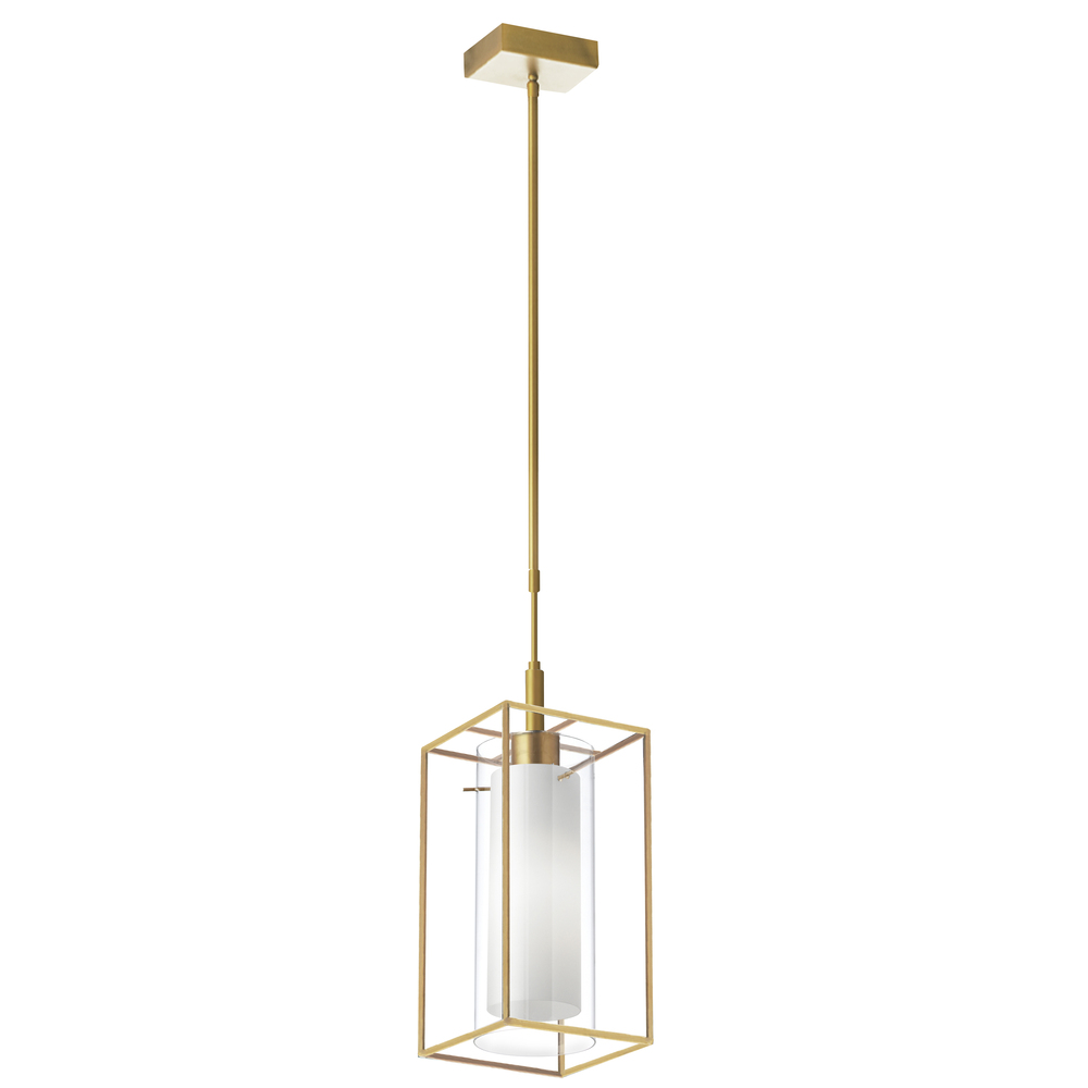 1LT Pendant, Rect AGB Metal Frame w/ FR/CLR Glass