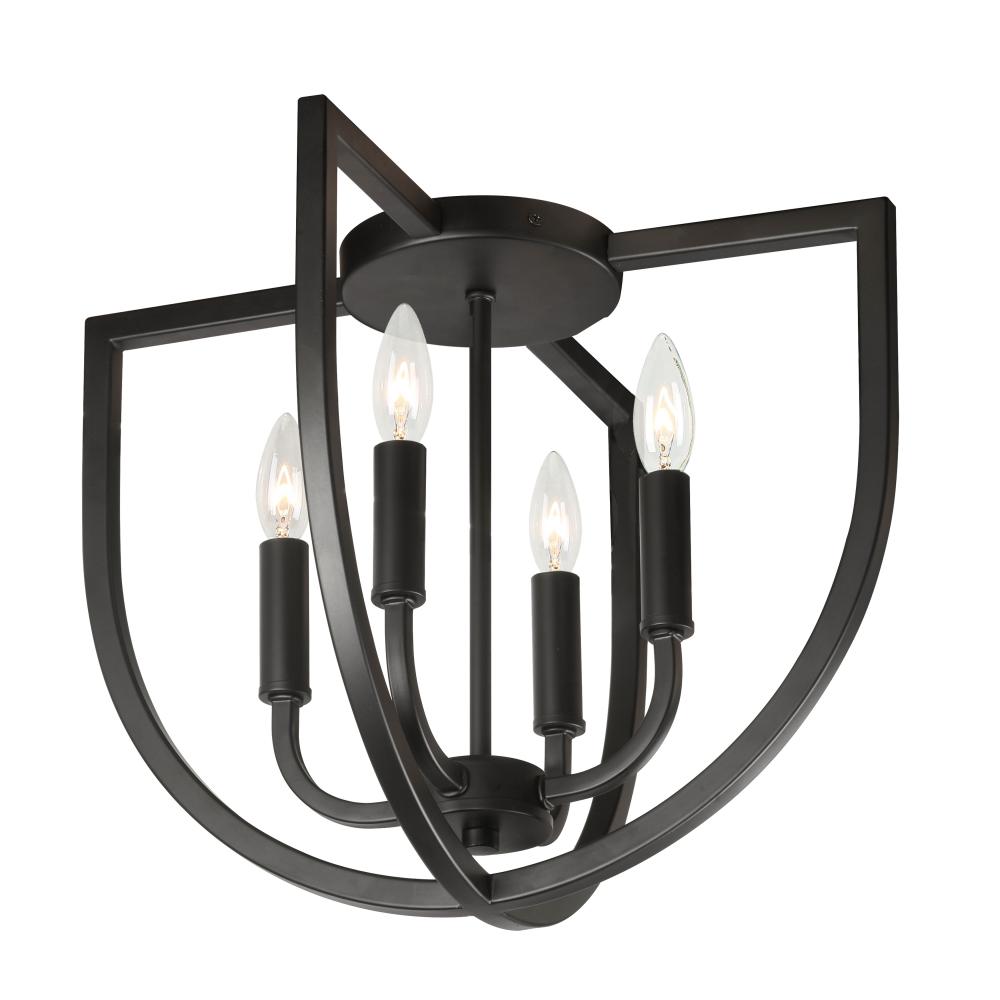 4 Light Flush Mount in Matte Black