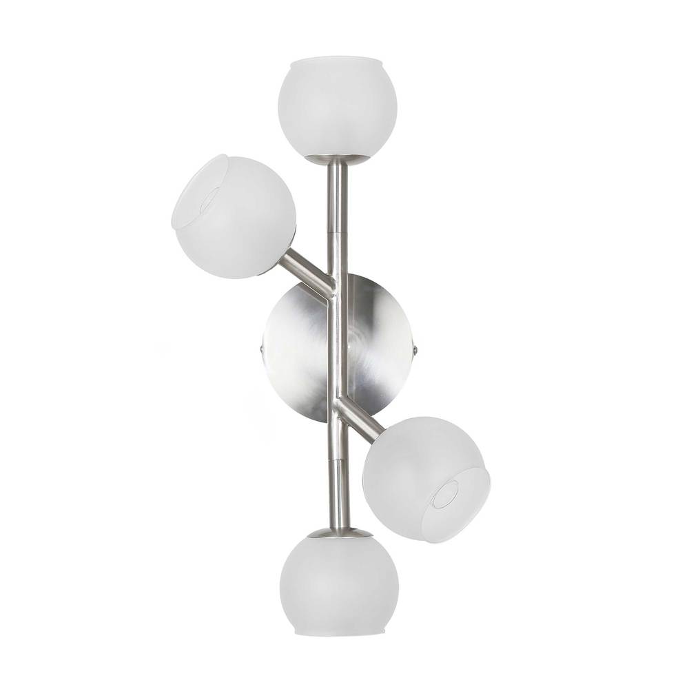 4LT Halogen Wall Sconce Satin Chrome Frosted Glass