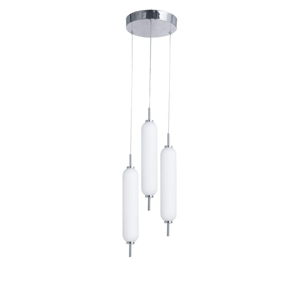 30W Polished Chrome Multi Light Pendant w/ White Opal Glass
