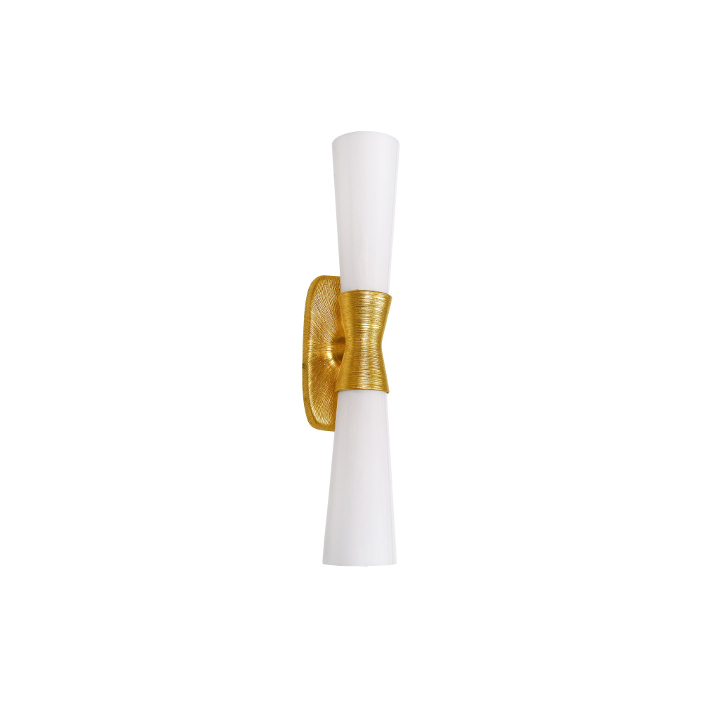 2 Light Wall Sconce in Gold w/ Opal Glass