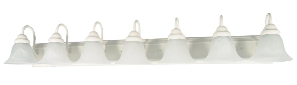 Ballerina - 7 Light 48" Vanity with Alabaster Glass - Textured White Finish