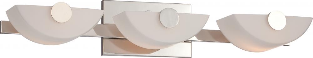 3-Light Polished Nickel Vanity Light Fixture with Etched Opal Glass