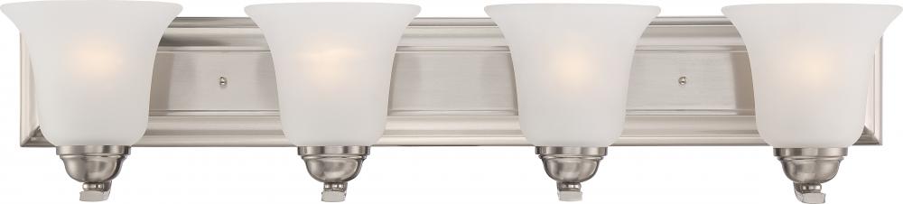 Elizabeth - 4 Light Vanity with Frosted Glass - Brushed Nickel Finish