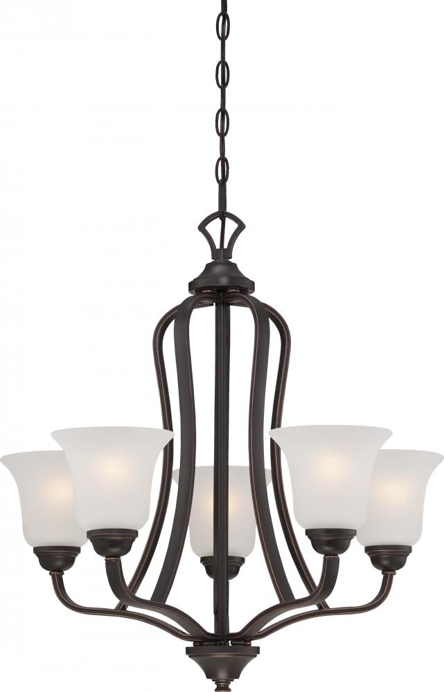 Elizabeth - 5 Light Chandelier with Frosted Glass - Sudbury Bronze Finish