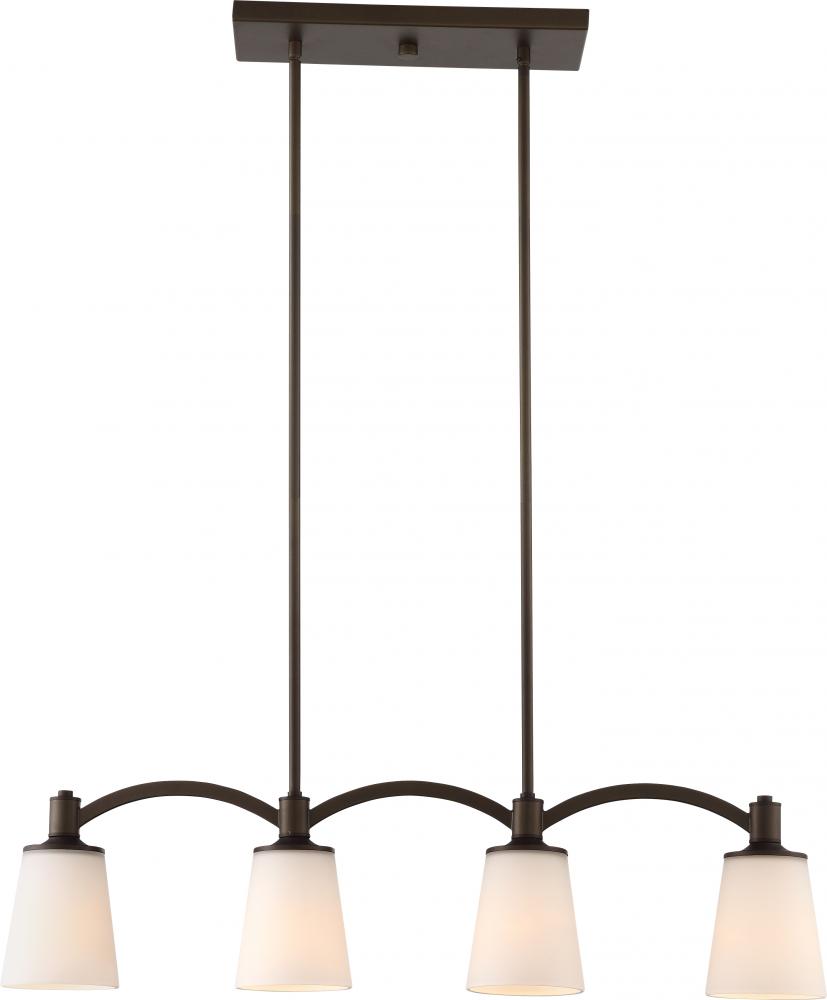 Laguna - 4 Light Island Pendant with White Glass - Forest Bronze Finish