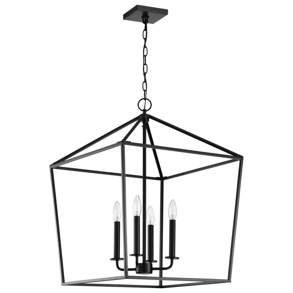 Emma 4 Light Large Pendant; Matte Black Finish