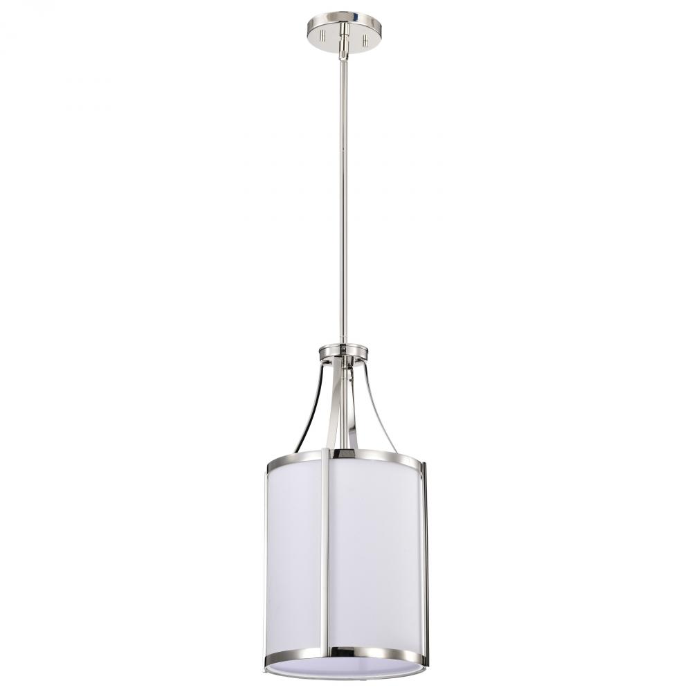 Easton 1 Light Pendant; Polished Nickel Finish; White Linen Shade