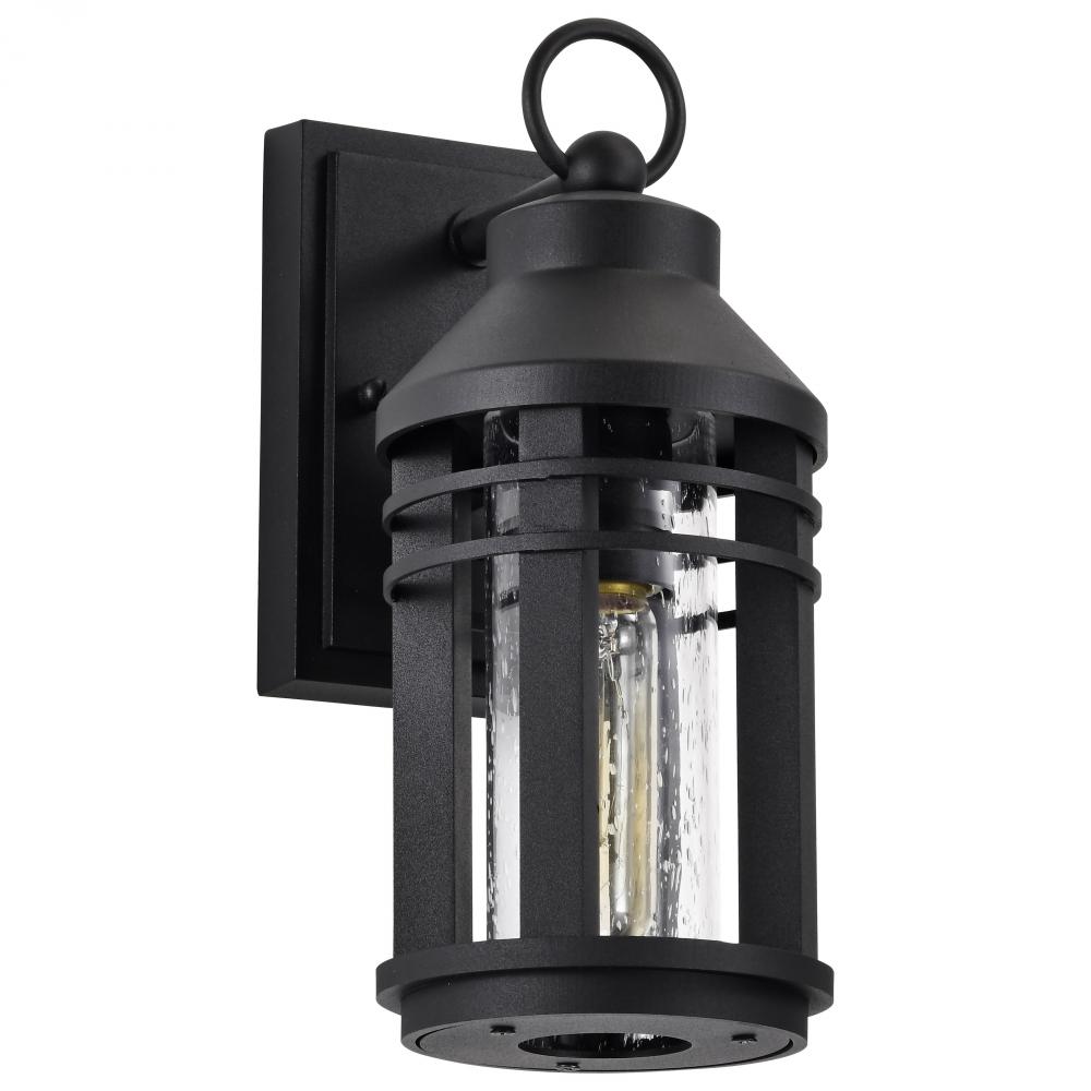 Wilton; 1 Light Small Wall Lantern; Matte Black with Clear Seeded Glass