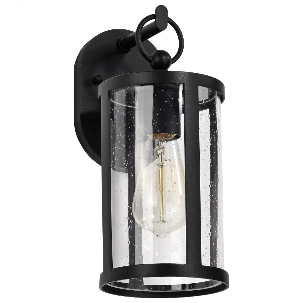 Broadstone; 1 Light Small Wall Lantern; Matte Black with Clear Seeded Glass