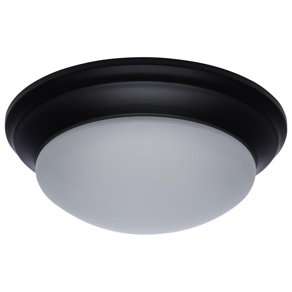 25W; Flush Mount Twist & Lock Fixture; LED; 14 in; Matte Black Finish; Frosted Glass