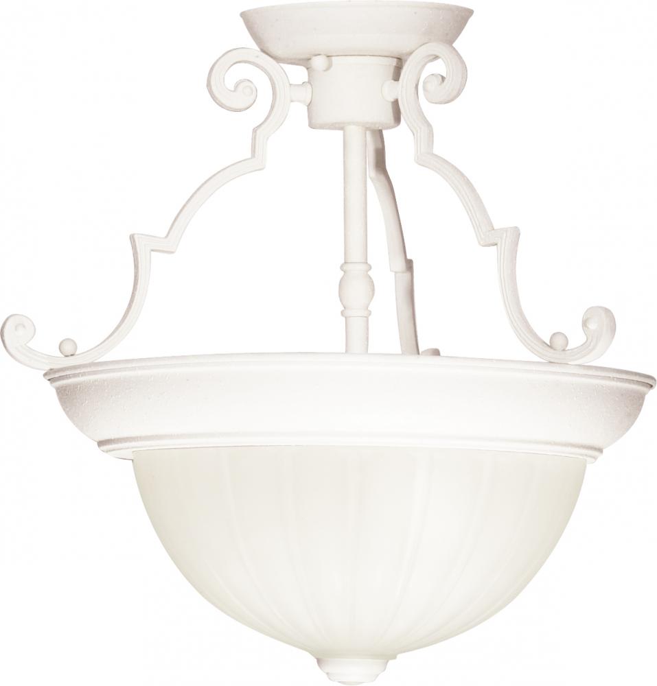 2 Light - 13" - Semi-Flush - Frosted Melon Glass