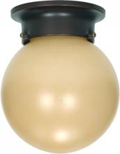 Nuvo 60/1279 - 1 Light - 6" Flush with Champagne Linen Washed Glass - Mahogany Bronze Finish Finish