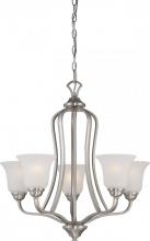 Nuvo 60/5595 - Elizabeth - 5 Light Chandelier with Frosted Glass - Brushed Nickel Finish