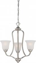 Nuvo 60/5596 - Elizabeth - 3 Light Chandelier with Frosted Glass - Brushed Nickel Finish