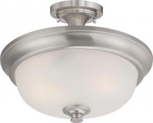 Nuvo 60/5600 - Elizabeth - 2 Light Semi Flush with Frosted Glass - Brushed Nickel Finish