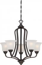 Nuvo 60/5695 - Elizabeth - 5 Light Chandelier with Frosted Glass - Sudbury Bronze Finish