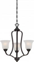 Nuvo 60/5696 - Elizabeth - 3 Light Chandelier with Frosted Glass - Sudbury Bronze Finish