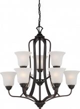 Nuvo 60/5699 - Elizabeth - 9 Light 2 Tier Chandelier with Frosted Glass - Sudbury Bronze Finish