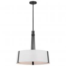 Nuvo 60/7678 - Flynn; 3 Light Pendant; Medium Base; 60 Watt; Black Finish; White Textile Shade