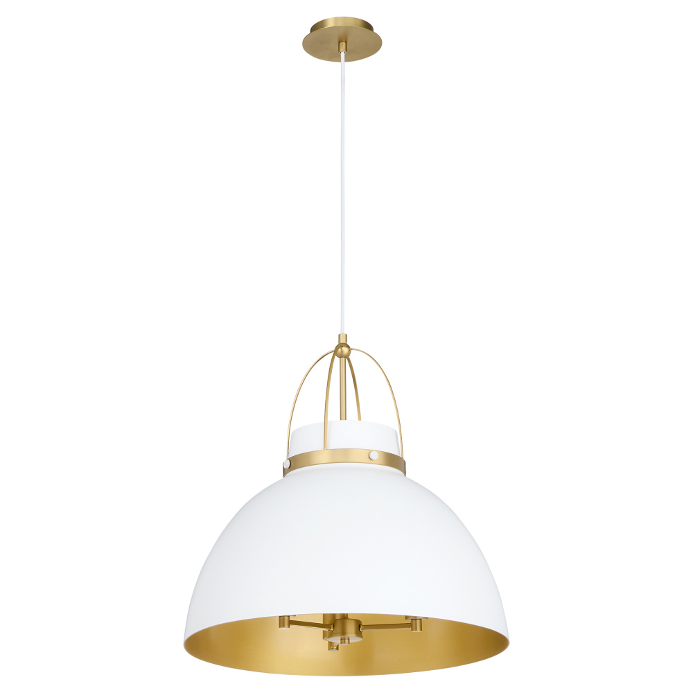 PRUITT 21â€ 3 LIGHT PENDANT â€“ STUDIO WHITE/AGED BRASS