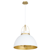 Quorum 823-3-0880 - PRUITT 21â€ 3 LIGHT PENDANT â€“ STUDIO WHITE/AGED BRASS