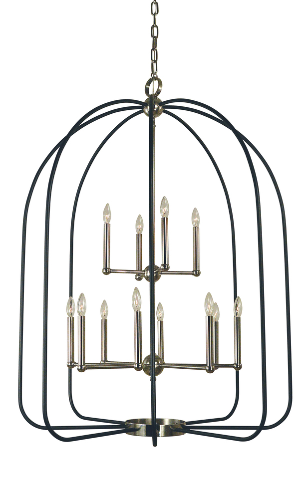 12-Light Antique Brass/Matte Black Boulevard Chandelier