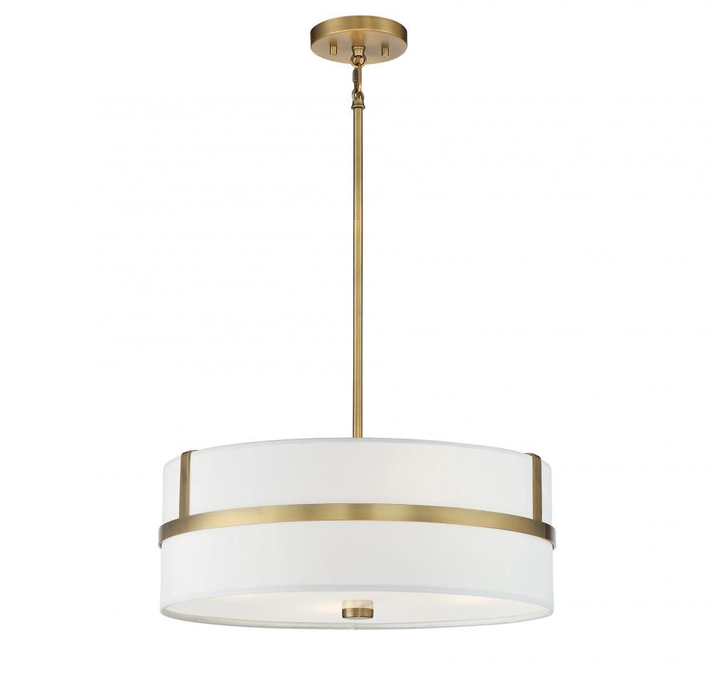 4-Light Pendant in Natural Brass