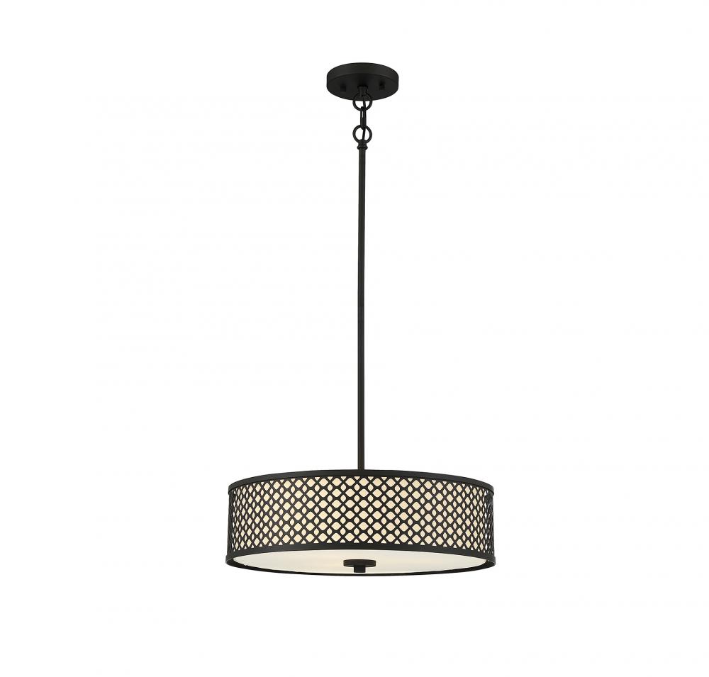 3-Light Pendant in Matte Black