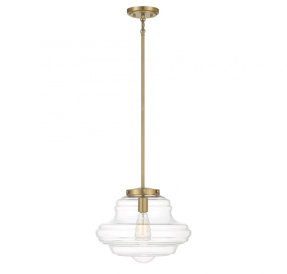 1-Light Pendant in Natural Brass