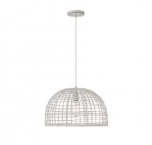 Savoy House Meridian M70105WR - 1-Light Pendant in White Rattan with A White Socket 