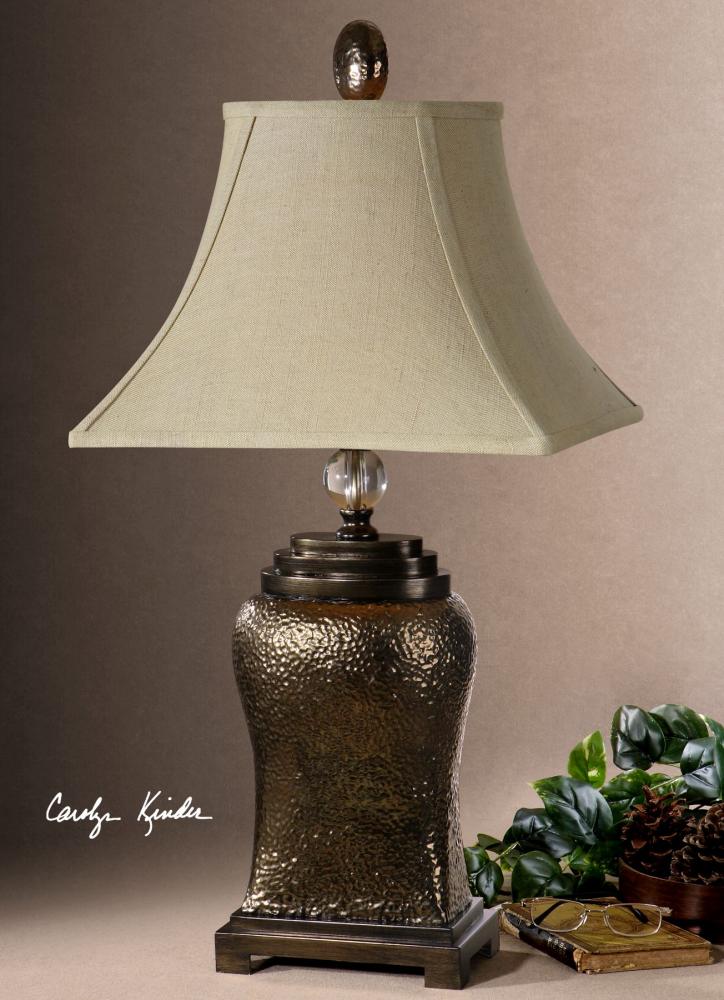 One Light Metallic Bronze Glaze Table Lamp