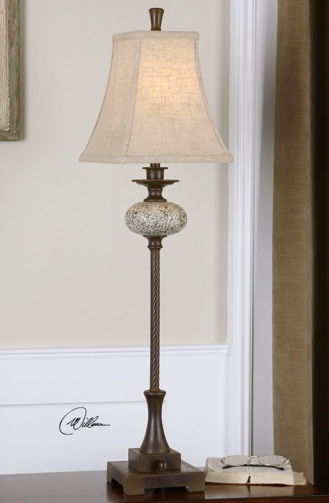 One Light Crackled Antiqued Ivory Glaze Table Lamp