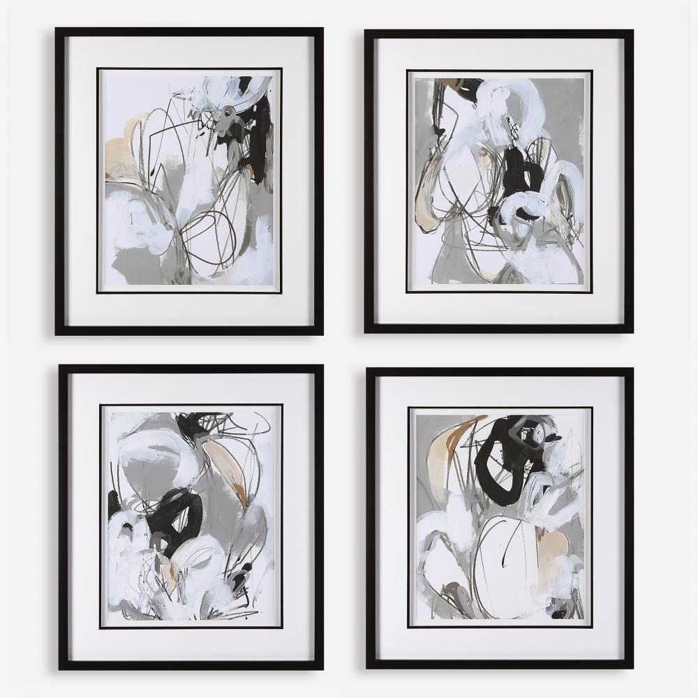 Tangled Threads Abstract Framed Prints, S/4