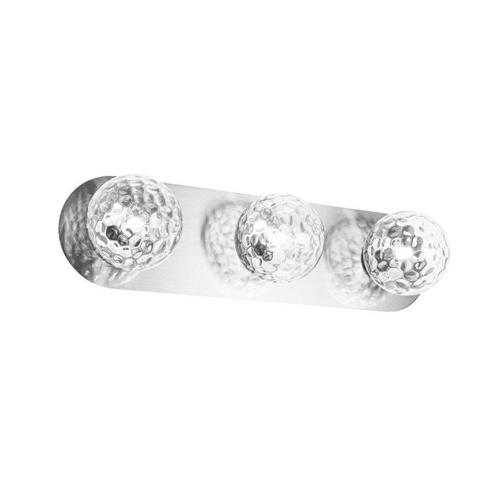 3 Light Vanity in Polished Chrome w/ Clear Hammered Glass